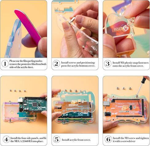 حافظة أكريليك شفافة قزحية اللون متوافقة مع لوحة Arduino MEGA 2560 R3. (غير متضمنة مع لوحة MEGA 2560 R3) in Kuwait