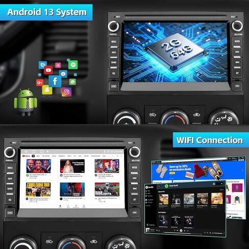 Car Stereo Radio for Chevy Silverado 2007-2013 Tahoe GMC Sierra Yukon Radio Android 13 Carplay Android Auto Bluetooth GPS Navigation Touch Screen Head Unit with Backup Camera in Saudi Arabia