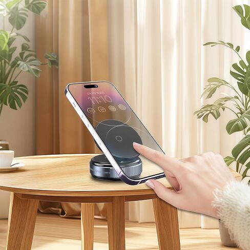 2025 Upgraded Vacuum Magnetic Phone Holder for Car and Gym, 360° Rotatable Mount for iPhone 16e 16 Pro Max 15 14 13 12 & Android, Perfect for Smooth Surfaces, Makeup, Shower in Saudi Arabia