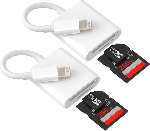 SD Card Reader Lightning (2 Pack) for iPhone 14 13 12 11 Pro Max Micro SD Memory Card Reader MFI Certified for Apple Digital Camera Photos TF Memory Adapter Cable Reader Adapter in Saudi Arabia