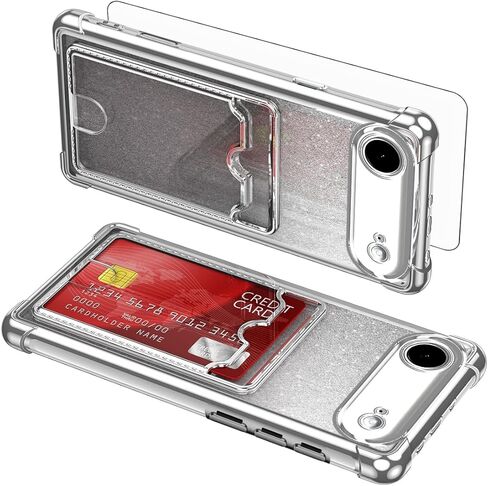 حافظة هاتف Asuwish لهاتف iPhone 17 Air 6.6 بوصة مع واقي شاشة من الزجاج المقسى وملحقات حامل بطاقات صلبة هجينة شديدة التحمل مقاومة للصدمات i Phone17 i17 17Air للنساء والرجال باللون الوردي الذهبي in Kuwait