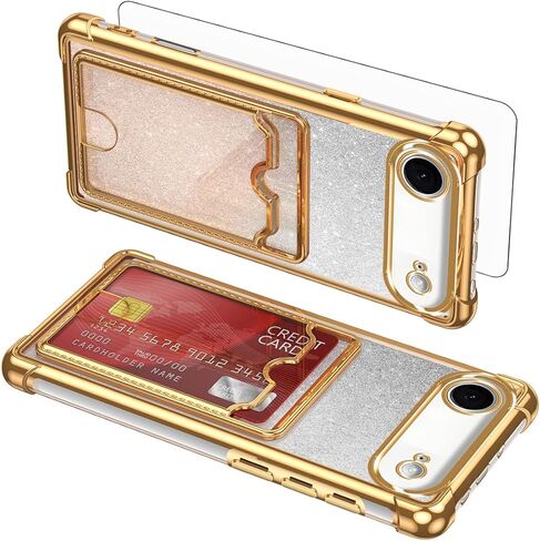 حافظة هاتف Asuwish لهاتف iPhone 17 Air 6.6 بوصة مع واقي شاشة من الزجاج المقسى وملحقات حامل بطاقات صلبة هجينة شديدة التحمل مقاومة للصدمات i Phone17 i17 17Air للنساء والرجال باللون الوردي الذهبي in Kuwait