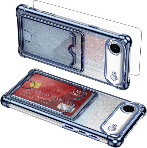 حافظة هاتف Asuwish لهاتف iPhone 17 Air 6.6 بوصة مع واقي شاشة من الزجاج المقسى وملحقات حامل بطاقات صلبة هجينة شديدة التحمل مقاومة للصدمات i Phone17 i17 17Air للنساء والرجال باللون الوردي الذهبي in Kuwait