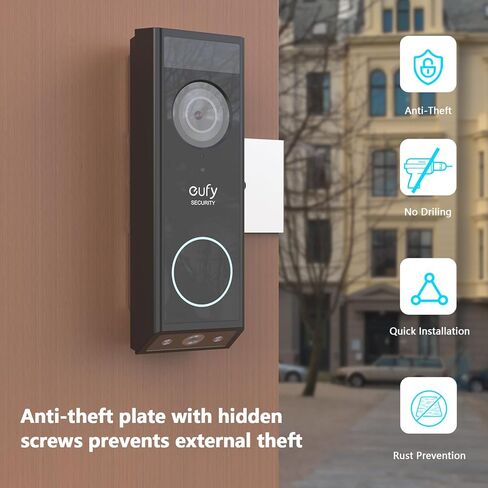 Anti-Theft Mount for Eufy Video Doorbell E340, No Drill Aluminum Bracket for Apartment Door (Upgraded) in Saudi Arabia