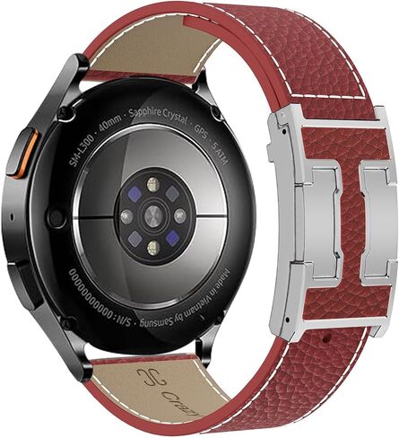 سوار جلدي متوافق مع ساعة Galaxy Watch 7 Bands 44mm 40mm، Galaxy Watch 6/5/4/FE/Active 2 40mm 44mm/Watch 6 Classic 43mm 47mm/Watch 5 Pro 45mm/Watch 4 Classic 42mm 46mm، حزام مغناطيسي 20 ملم لساعة سامسونج للنساء والرجال in Kuwait
