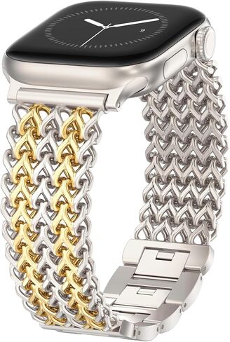 WINGLE for Apple Watch Band Women 38mm 40mm 41mm 42mm 44mm 45mm 46mm 49mm Series 11 10 9 8 7 6 5 4 3 2 1 SE 3/2/1, Dressy Band Stainless Steel Chain Strap Designer Link Bracelet for iWatch Ultra in Saudi Arabia