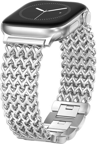 WINGLE for Apple Watch Band Women 38mm 40mm 41mm 42mm 44mm 45mm 46mm 49mm Series 11 10 9 8 7 6 5 4 3 2 1 SE 3/2/1, Dressy Band Stainless Steel Chain Strap Designer Link Bracelet for iWatch Ultra in Saudi Arabia