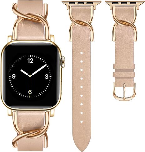 JR.DM Designer Leather Bands for Women,Dressy Fancy Cute Strap with Double U-Shaped Buckle Watch Bands for iwatch Compatible with Apple Watch Series 11/10/9/8/7/6/5/4/3/2/1 Ultra 1/2/3 SE 1/2/3 in Saudi Arabia