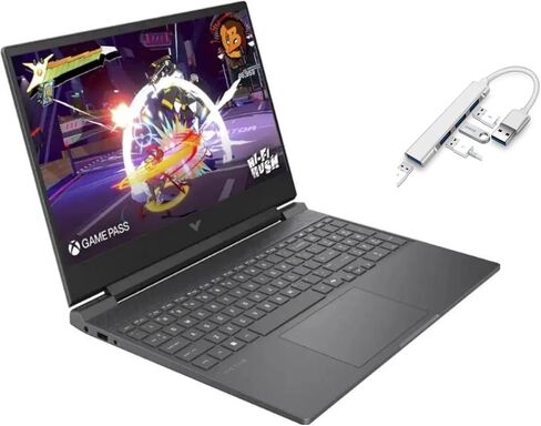 كمبيوتر محمول للألعاب HP Victus مقاس 15.6 بوصة 144 هرتز بدقة Full HD | AMD Ryzen 7 7445HS | NVIDIA GeForce RTX 4050 | Copilot | إضاءة خلفية | ذاكرة وصول عشوائي (RAM) سعة 16 جيجابايت DDR5 | 512 جيجابايت SSD | فضي ميكا | Windows 11 Home | حزمة مع محور USB 3 in Kuwait