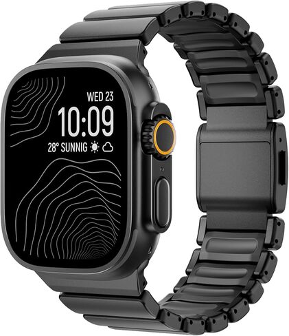 أحزمة ربط مزدوجة الطبقة من السيليكون التيتانيوم متوافقة مع سوار ساعة Apple Ultra 3/2/1 49 مم 46 مم 45 مم 44 مم 42 مم، سوار معدني بمشبك مغناطيسي للرجال والنساء لسلسلة iWatch 11 10 9 8 7 6 5 4 SE (تيتانيوم-برتقالي، 49 مم/46 مم/45 مم/44 مم/42 مم (السلسلة 3)) in Kuwait