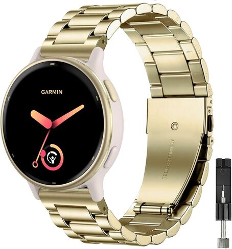 Metal Watch Bands Compatible with Garmin Vivoactive 6/Vivoactive 5/3/3 Music,20mm Stainless Steel Straps Wristband for Garmin Venu SQ/Forerunner 55/165/245 Men Women in Saudi Arabia