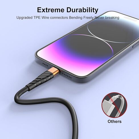 3.3FT Phone Charger Cable, 1Pack USB A to ightniing Cable for CarrPlay, Phone Fast Charging Cord for Phone 14/13/12/11,i Pad AirPodss - Oranger in Saudi Arabia
