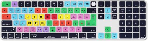 XSKN Avid Media Composer Shortcuts EU&US Universal Version سيليكون غطاء لوحة المفاتيح لجهاز 2024 iMac 24 بوصة M4 لوحة المفاتيح السحرية مع معرف اللمس ولوحة المفاتيح الرقمية A3119 in Kuwait
