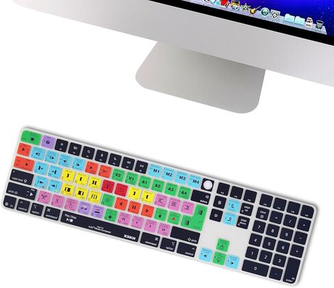 XSKN Avid Media Composer Shortcuts EU&US Universal Version سيليكون غطاء لوحة المفاتيح لجهاز 2024 iMac 24 بوصة M4 لوحة المفاتيح السحرية مع معرف اللمس ولوحة المفاتيح الرقمية A3119 in Kuwait