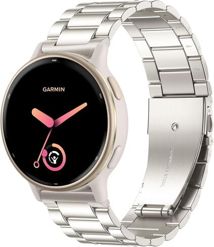 أحزمة ساعة معدنية متوافقة مع Garmin Vivoactive 6/Vivoactive 5/3/3 Music، سوار معصم من الفولاذ المقاوم للصدأ 20 مم لـ Garmin Venu SQ/Forerunner 55/165/245 للرجال والنساء in Kuwait