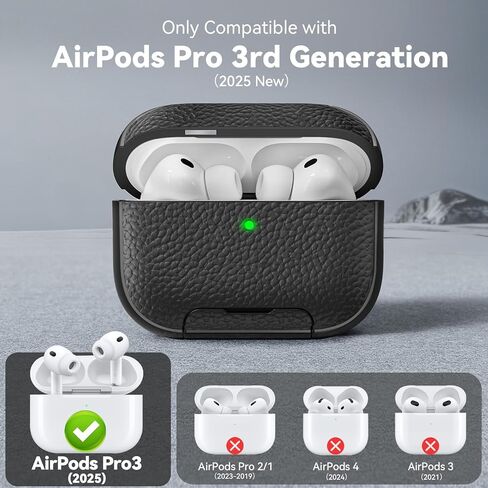 for AirPods Pro 3 Case 2025 with Magnetic Lid Lock & Phone Stand, TPU Lava Texture for AirPods Pro 3 Generation Case Cover with Wrist Strap & Cleaner, iPod Pro 3 Case for Men Women,Black in Saudi Arabia