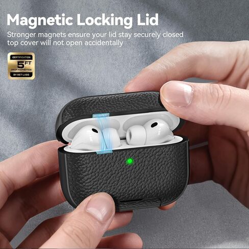 for AirPods Pro 3 Case 2025 with Magnetic Lid Lock & Phone Stand, TPU Lava Texture for AirPods Pro 3 Generation Case Cover with Wrist Strap & Cleaner, iPod Pro 3 Case for Men Women,Black in Saudi Arabia