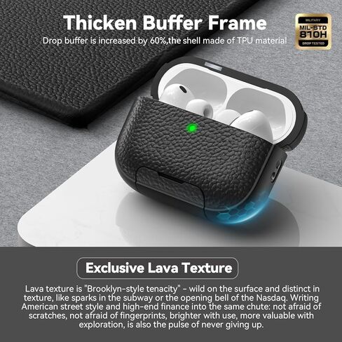 for AirPods Pro 3 Case 2025 with Magnetic Lid Lock & Phone Stand, TPU Lava Texture for AirPods Pro 3 Generation Case Cover with Wrist Strap & Cleaner, iPod Pro 3 Case for Men Women,Black in Saudi Arabia
