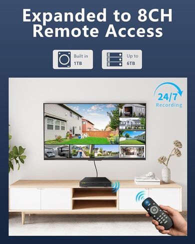 OOSSXX 4K 8MP AHD CCTV Cameras for Home Security System with Audio/Mic, PIR Detection, 360°View PTZ Wired Security Camera Outdoor, H.265+ 8CH Video Surveillance DVR Recorder, 24/7 Recording in Saudi Arabia