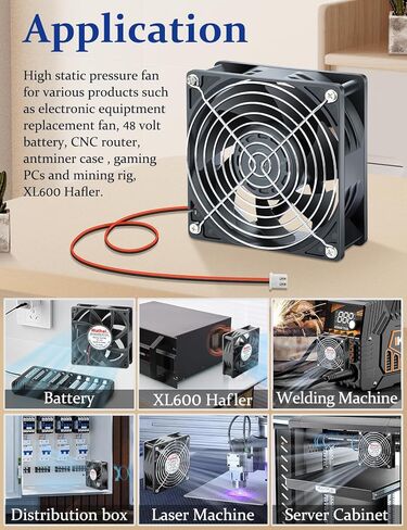 Wathai 1238 48V DC Brushless Cooling Fan 2Pin 120mm x 38mm Industrial Fan Dual Ball High Performance for DIY Cooling Project, Electronic Box, Welding Machine, Laser Machine, Server Cabinet in Saudi Arabia