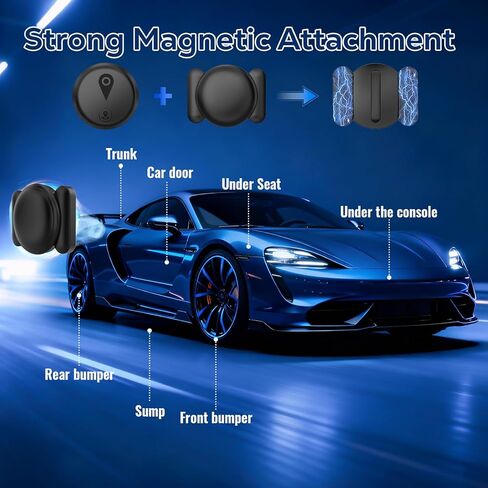 جهاز تعقب GPS صغير للمركبات، أجهزة تتبع للسيارات، جهاز تعقب GPS محمول مخفي للسيارات، مضاد لرش السوائل متاح لنظام iOS Find My (iOS فقط)، لا يتطلب اشتراك رسوم شهرية ولا يتطلب بطاقة SIM - أسود in Kuwait