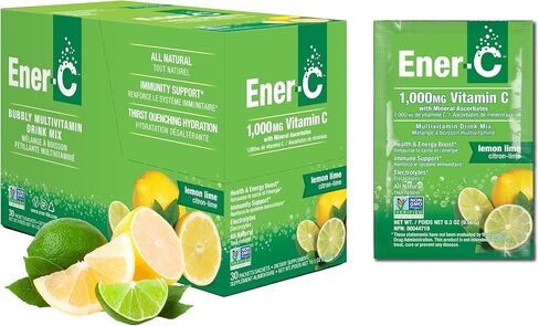 حزمة Ener -C Variety Pack Multivitamin Mix Powder فيتامين C 1000mg والكهارل مع دعم طبيعية من عصير الفاكهة الطبيعي والمناعة للنساء والرجال - خالية من النباتات غير المعدلة وراثيًا - 30 عددًا in Kuwait