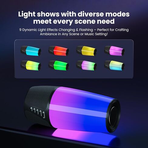 Portable Bluetooth Speaker, 40W 360° Stereo, Bluetooth 5.3 (100ft), IPX6 Waterproof, 9 Color LED, 12H Playtime (5600mAh) - Home/Outdoor/Party/Beach, Ideal Birthday (Colorful) in Saudi Arabia