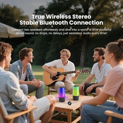 Portable Bluetooth Speaker, 40W 360° Stereo, Bluetooth 5.3 (100ft), IPX6 Waterproof, 9 Color LED, 12H Playtime (5600mAh) - Home/Outdoor/Party/Beach, Ideal Birthday (Colorful) in Saudi Arabia