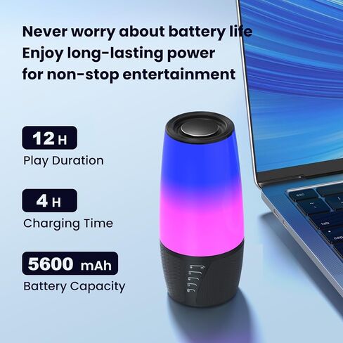 Portable Bluetooth Speaker, 40W 360° Stereo, Bluetooth 5.3 (100ft), IPX6 Waterproof, 9 Color LED, 12H Playtime (5600mAh) - Home/Outdoor/Party/Beach, Ideal Birthday (Colorful) in Saudi Arabia