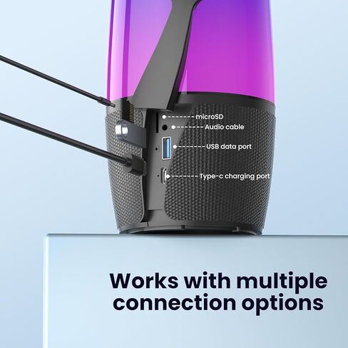 Portable Bluetooth Speaker, 40W 360° Stereo, Bluetooth 5.3 (100ft), IPX6 Waterproof, 9 Color LED, 12H Playtime (5600mAh) - Home/Outdoor/Party/Beach, Ideal Birthday (Colorful) in Saudi Arabia