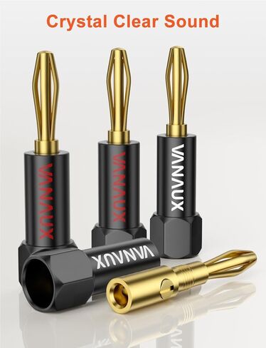 VANAUX Banana Plugs (Closed Dual Screw) - Gold Plated Speaker Plugs Connector for Speaker Wire, Amplifier, Receiver, Banana Wall Plate-Black (2 Pairs/4 Pieces) in Saudi Arabia