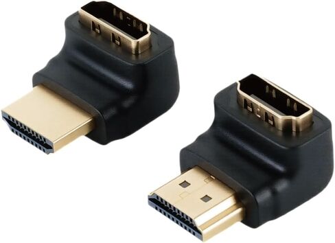 محول Tecmojo 4K HDMI 2.0، محول الزاوية اليمنى، يدعم 4K@60 هرتز، 2K@240 هرتز، 1080P@60 هرتز، 90 درجة و270 درجة محول HDMI ذكر إلى أنثى، 2 حزمة، أسود in Saudi Arabia