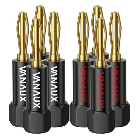 VANAUX Banana Plugs (Closed Dual Screw) - Gold Plated Speaker Plugs Connector for Speaker Wire, Amplifier, Receiver, Banana Wall Plate-Black (2 Pairs/4 Pieces) in Saudi Arabia
