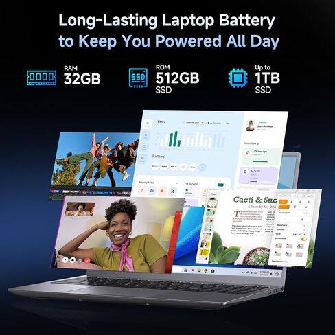 كمبيوتر محمول 15.6 بوصة، ذاكرة الوصول العشوائي 32 جيجابايت، 512 جيجابايت SSD، معالج Pentium 6500Y (Beat N5095، حتى 3.4 جيجا هرتز)، كمبيوتر محمول مع شاشة FHD IPS، ثنائي النطاق Wi-Fi 5، BT 5.0، USB-C، HDMI، كاميرا ويب، بطارية طويلة الأمد in Kuwait