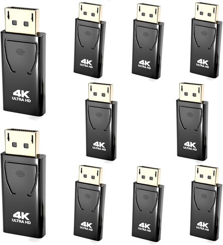 محول PANPEO 10 حزم DP إلى HDMI، منفذ عرض 4K 60 هرتز إلى كابل HDMI مطلي بالذهب، محول سلبي أحادي الاتجاه متوافق مع الكمبيوتر المحمول، الكمبيوتر الشخصي، سطح المكتب، الشاشة، جهاز العرض، التلفزيون in Kuwait
