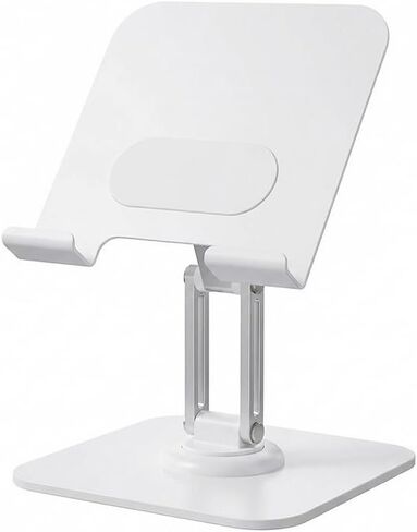 Metal Tablet Stand, Adjustable 360° Rotation Tablet Stand for Desk Compatible with 4-16" Tablet Office Accessories, White in Saudi Arabia