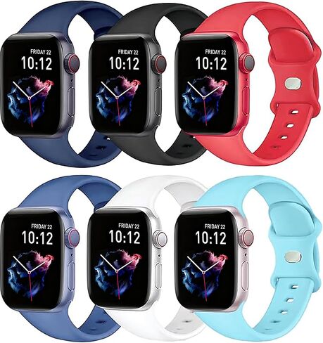 6 أحزمة متوافقة مع سوار ساعة Apple 38 مم 40 مم 41 مم 42 مم 44 مم 45 مم 46 مم 49 مم للنساء والرجال، سوار بديل رياضي من السيليكون الناعم لسلسلة ساعات iWatch Apple 10 9 8 7 6 5 4 3 SE Ultra in Kuwait
