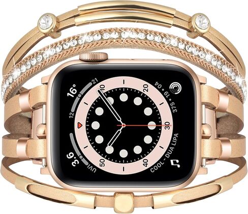 سوار CAGOS Boho متوافق مع أساور ساعة Apple للنساء 38 مم 40 مم 41 مم 42 مم 44 مم 45 مم 46 مم 49 مم، حزام مجوهرات أنيق مصنوع يدويًا متعدد الطبقات من الجلد مع مشبك معدني قابل للتعديل لسلسلة iWatch Band 11/10/9/8/7/6/5/4/3/2/1/SE/Ultra in Saudi Arabia