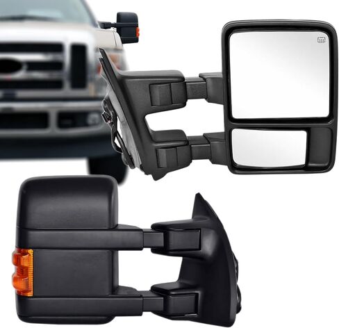 PZ Towing Mirrors Left & Right Pair Set For 2004-2007 F-150,Power Heated,Amber Signal Light,Puddle Lamp,Black Mirror Driver Passenger Lh Rh Side Replacement in Saudi Arabia