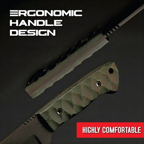 Full Tang Fixed Blade Hunting Knife with Sheath, 4 Inch Stainless Steel Blade, Ergonomic Dark Green Micarta Handle, Tactical Knife for Hunting Essentials, Skinning Knive for hunting, Skinner knife, knife for skinning, skinning knife, knife for deer skinni in Saudi Arabia