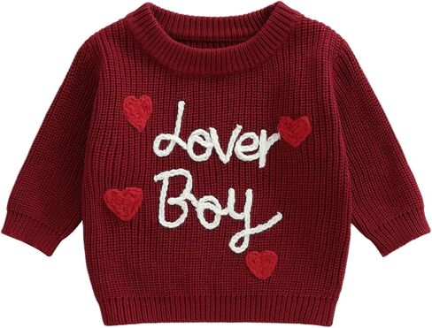 Baby Boy Valenitens Sweater Lover Heart Long Sleeve Knit Sweatshirt Pullover Toddler Infant Newborn Spring Outfit in Saudi Arabia