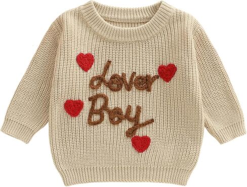 Baby Boy Valenitens Sweater Lover Heart Long Sleeve Knit Sweatshirt Pullover Toddler Infant Newborn Spring Outfit in Saudi Arabia