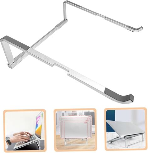 Gatuida Desk Mount Laptop Stand Folding Metal Laptop Holder with Non Slip Pads Ergonomic Riser for Comfortable Viewing and Cooling Portable Silver for Office Home in Saudi Arabia