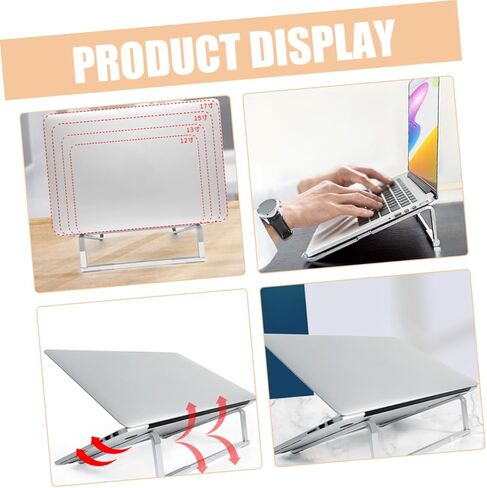 Gatuida Desk Mount Laptop Stand Folding Metal Laptop Holder with Non Slip Pads Ergonomic Riser for Comfortable Viewing and Cooling Portable Silver for Office Home in Saudi Arabia