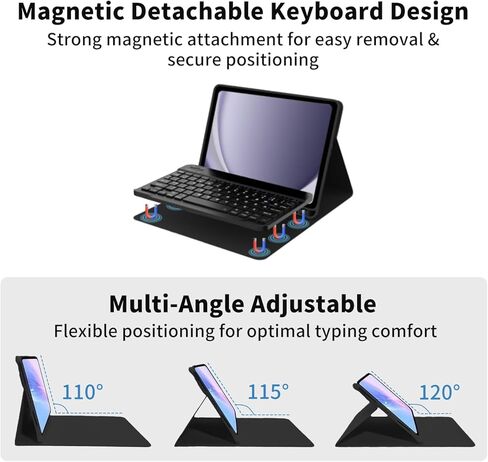 Case with Keyboard and Mouse for Samsung Galaxy Tab A9+/A9 Plus 5G 11 Inch 2023 (SM-X210 X216 X218),Detachable Magnetic Wireless Keyboard, Slim Cover with S Pen Holder, Auto Sleep/Wake (Black) in Saudi Arabia
