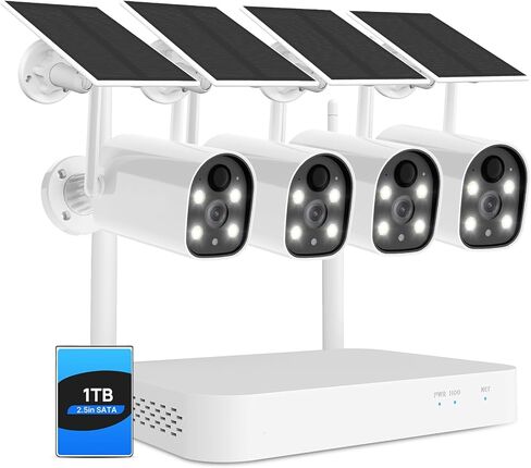 Hiseeu Solar Wireless Security Camera System Outdoor، 10 قنوات 2K NVR، كاميرات بطارية 4 ميجابكسل، اكتشاف الإنسان بالذكاء الاصطناعي، رؤية ليلية ملونة، صوت ثنائي الاتجاه، محرك أقراص ثابتة سعة 1 تيرابايت in Kuwait