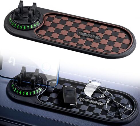 Multifunction Car Anti-Slip Mat, Car Anti Slip Mat Phone Holder for Dashboard, Dash Pad with Temporary Parking Numbe for Phone Sunglasses Keys (Black Gray) in Saudi Arabia