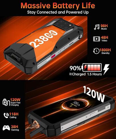هاتف ذكي متين Tank 3 Pro، هاتف خلوي Android 14 5G مع جهاز عرض، ذاكرة وصول عشوائي 32 جيجابايت + ذاكرة وصول عشوائي 512 جيجابايت، هواتف محمولة خارجية مقاومة للماء مقاس 6.79 بوصة غير مقفلة، 23800 مللي أمبير في الساعة/OTG/GPS (يدعم T-Mobile وVerizon فقط) in Saudi Arabia