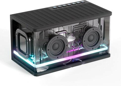 RK ROYAL KLUDGE SH100 Bluetooth Speaker, 40W Dynamic Driver with Enhanced Bass, Wireless Stereo Sound Portable Desktop Speaker, RGB Lights, Fast Charging, TWS Pairing for 360° Audio, Black in Saudi Arabia
