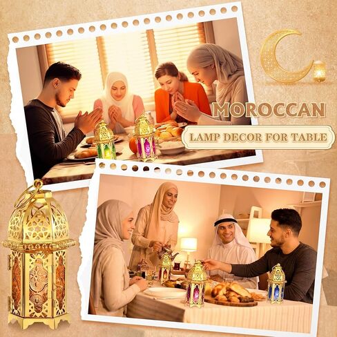 Mumufy 6 Pack Ramadan Lantern Ramadan Decorations for Home Gold Moroccan Lamp Decor Candle Holder Vintage Lanterns Decorative Eid Mubarak Hanging Candle Lantern for Eid Party Decor in Saudi Arabia
